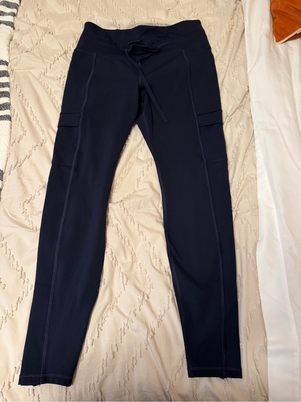 Athleta Navy Blue Performance Leggings with Cargo Pockets